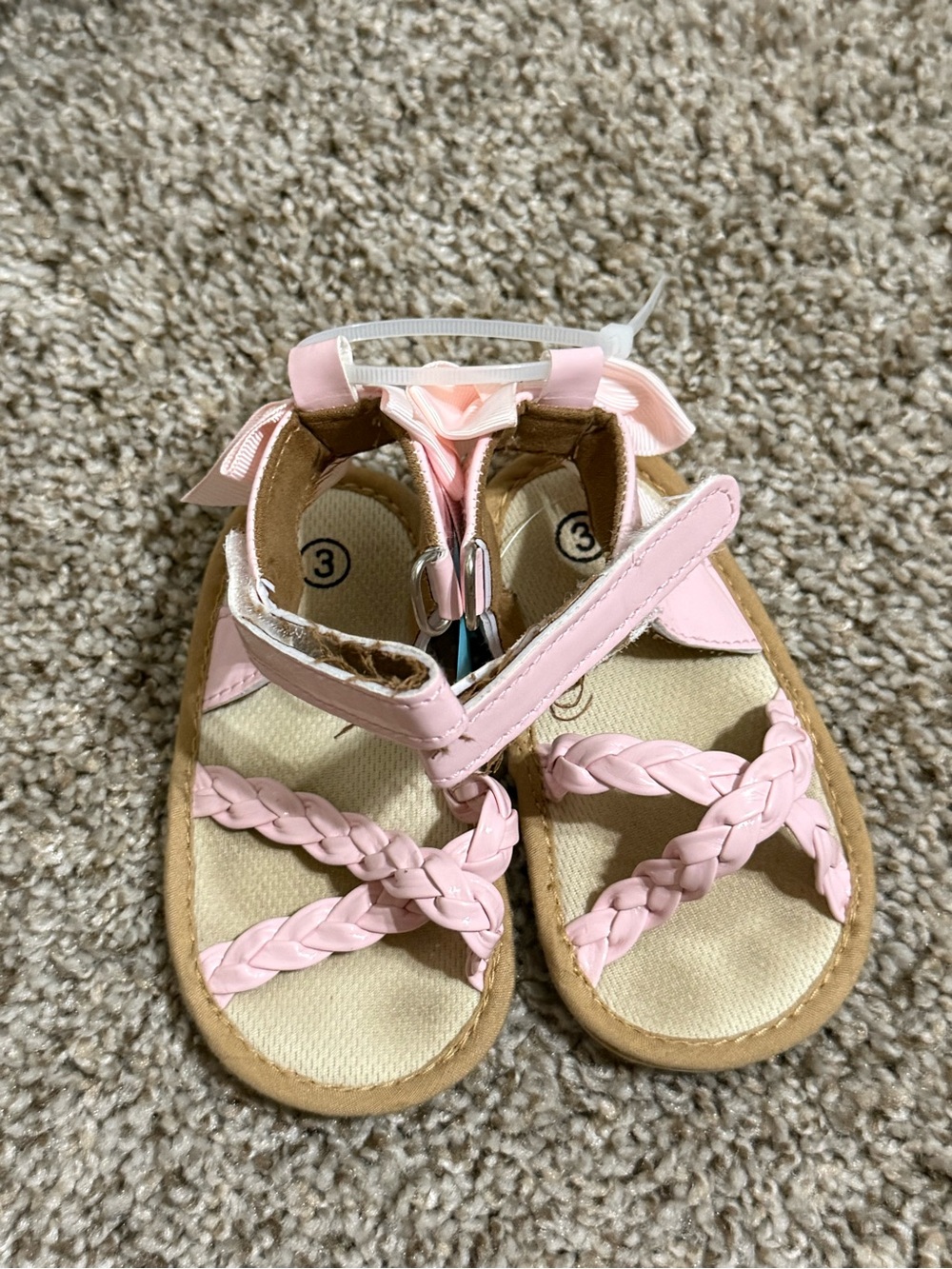 Kids Pink Braided Strap Sandals